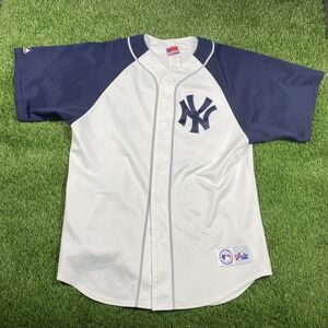 New York Yankees Majestic Jersey Mens Large White Mlb Baseball Vintage